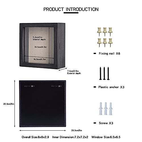 Freezing point Shadow Box Frame 8x8 Shadow Box Display Case Cabinet Pin Picture Frame with Linen Back Memorabilia Bouquet Photos Butterfly Taxidermy Wedding Memory Box for Keepsakes Black - color: Black, size: 8×8