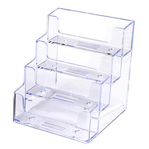 Hipiwe Clear Acrylic Business Card Holder Stand for Desk, 4-Tier 2 Packs - color: Transparent