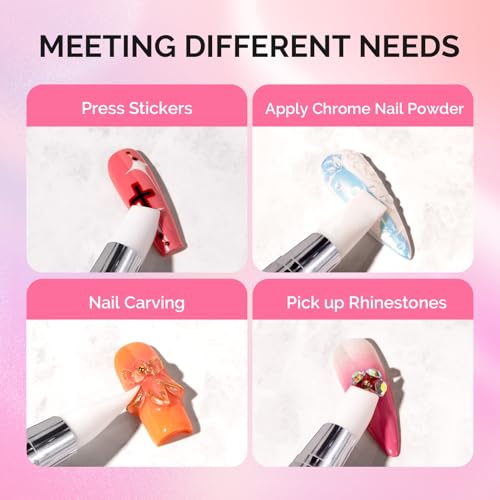 MelodySusie 5 Pcs Nail Art Sculpture Pen Acrylic Dual Tipped Brushes for Resin Nail Art Tools for Design Nail Foil Carving Drawing Effect Shaping Drawing Nail Tools for Home Salon (Pack of 2) - color: Royal Blue, Pink, Sky Blue, Green, Black, size: 5 (Pac