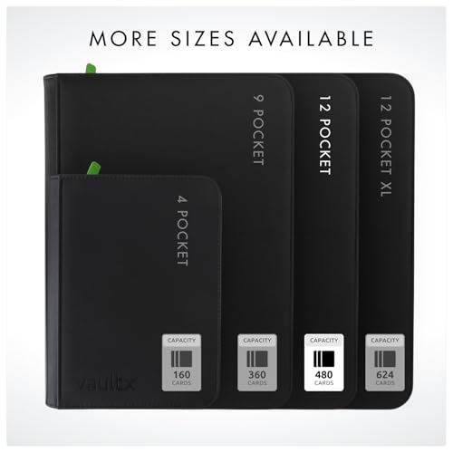Vault X 12 Pocket Zip Trading Card Binder 480 Cards Exo-Tec (Black) - color: Black, size: 12 Pocket