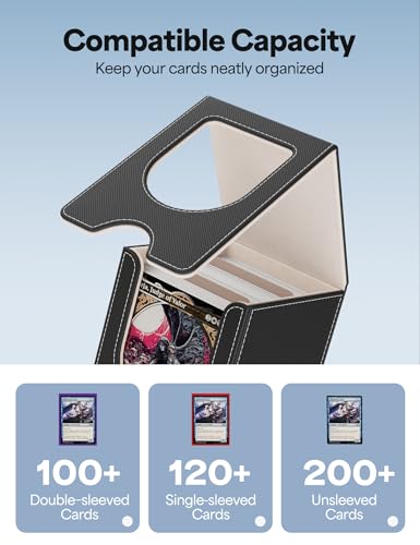 Card Deck Box for MTG Commander, fits 100+ Double-Sleeved Cards - color: A-Black&Gold