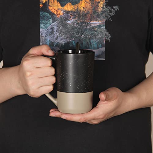 16 OZ Large Coffee Mug, Ceramic Coffee Mugs, Big Tea Cup, Black - color: Black