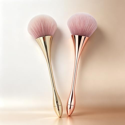 Nail Dust Brush 2 Pcs Set Nail Clearing Brushes Gold & Champagne Color - color: C-2pcs