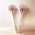 Nail Dust Brush 2 Pcs Set Nail Clearing Brushes Gold & Champagne Color - color: C-2pcs