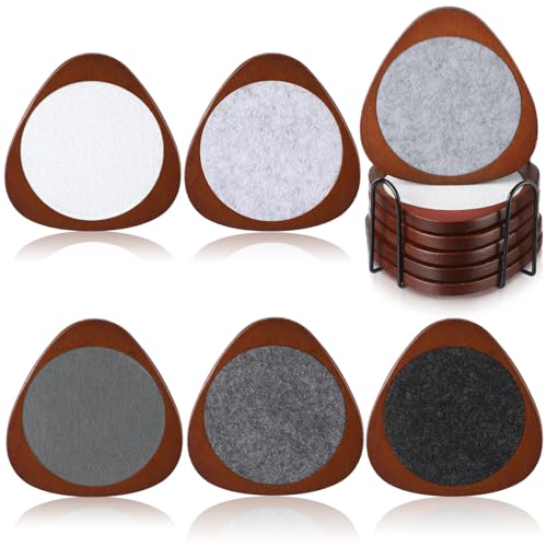 Newtay 6 Pcs Mid Century Modern Coasters Wood Absorbent Coaster,Light Gray - color: Light Gray