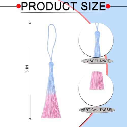 50Pcs 5 Inch Bulk Bookmark Tassel Kit for Graduation, Keychain(Blue Pink) - color: Blue&pink