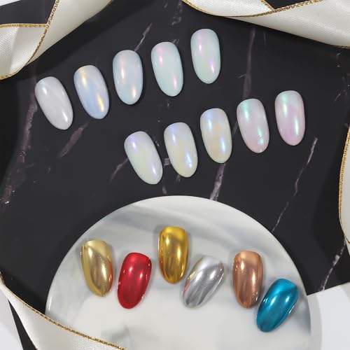 Artdone Chrome Nail Powder Dip Magic White Pearl Kit Gold Mirror Effect - color: 16 Colors Pearl And Chrome