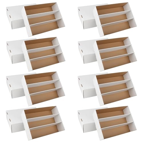 8 Pack Trading Card Storage Box, 2340 Count Card Storage Box White Sports Cards Organizer Box Trading Cards Box for Storing Protecting and Organizing Soccer Basketball Game Cards - style: 8 Set-1