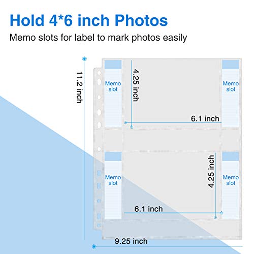 Sooez 30 Pack 4x6 Photo Sleeves for 3 Ring Binder, Hold 120 Pictures - size: 4x6" 2-Pocket
