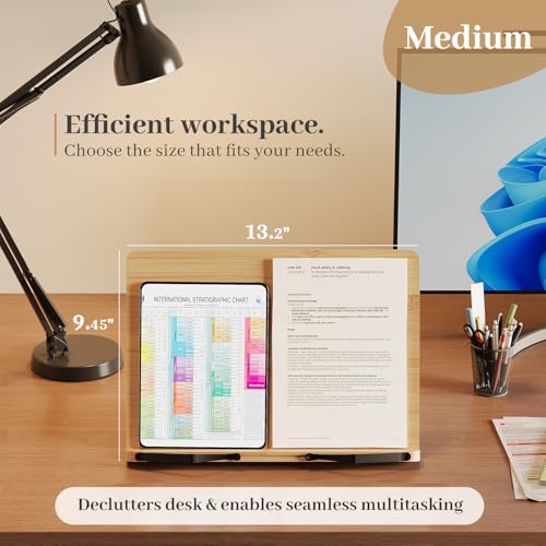 Book Stand, Book Holder for Reading Hands Free, Cookbook Stand - size: Medium (13.2 × 9.45 in)