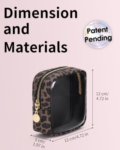 Clear Makeup Bag for Purse, Mini Make Up Bag, Brown Leopard Print - color: Brown Leopard Print