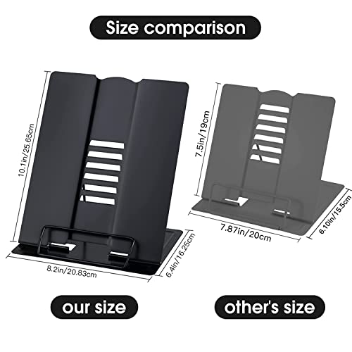 Large Desk Book Stand Metal Reading Rest Book Holder Adjustable Document Cookbook Holder Portable Bookstands for Recipes Textbooks Music Books Birthday Gift for Age 3,4,5,6,7,8,9,10+ Boys Girls(Black) - color: Black