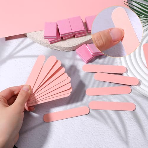 20 Sets Disposable Manicure Kit, Mini Nail Files Disposable Cuticle Pusher Stick Mini Buffer for Press on Nails Double Sided Nail Files Manicure Tools