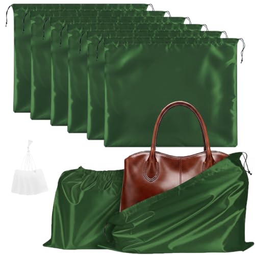 Q&J Fabric Co. 6 Pack Satin Dust Bag 15.7x19.7 inch Bright Green 100% Polyester Silk Bag Purse Dust Bag Shoe Bags for Closet Purse Protector Bag Dust Covers for Purses - color: Bright Green, size: 15.7"x19.7"