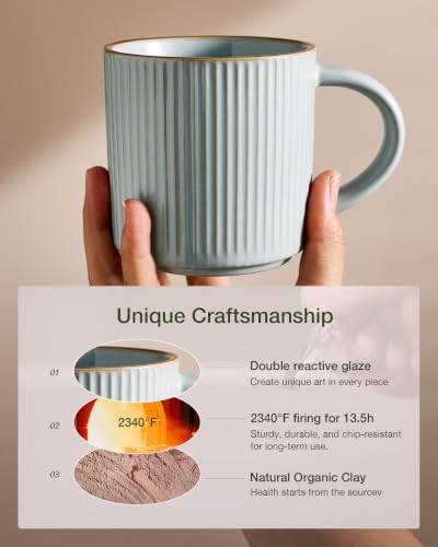 famiware Coffee Mug Set of 4, Star 12 oz Ceramic Mugs Cups Set with Handle - color: Star-Light Blue, size: 4 Count (Pack of 1)