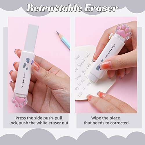 9 Pcs Cute Cat Paw Stationery Set Kawaii School Supplies Including Pencil Sharpener Retractable Eraser Correction Tape Sticky Notes Ruler Mini Scissors Utility Knife for Cat Lovers Students (White) - style: Style B(White)
