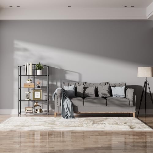 Crofy 4-Tier Wider Foldable Bookshelf, Black Frame & Transparent Shelves - color: Black Frame & Transparent Shelf, size: 4 Tier Wider