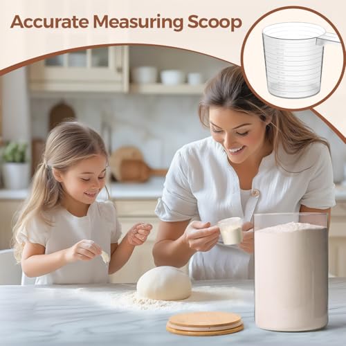 ComSaf Glass Storage Jars with Bamboo Lids 1.8 Qt 2 Pack Large Round - color: 1.8Qt-Round-2 Pack
