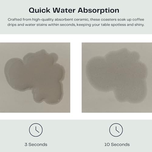 Set of 6 Warm Gray Coasters with Holder, Absorbent Ceramic Drink Coasters with Cork Backing for Table Protection, Table Decor, Housewarming Gifts - color: Warm Gray