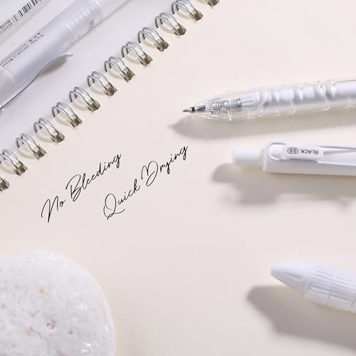 10PCs Pastel Gel Ink Pen Set,Retractable Black Ink Pens 0.5mm Fine Point - color: White
