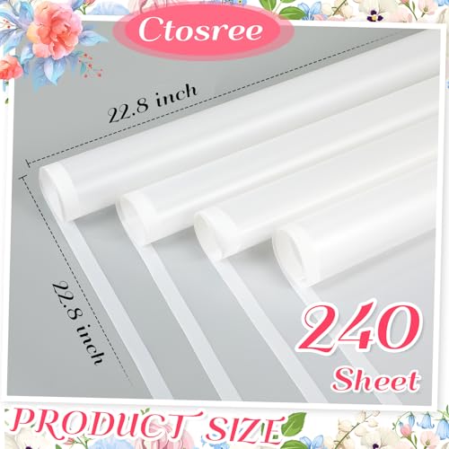 Ctosree 240Sheets Flower Wrapping Paper,Waterproof Korean Bouquet Wrap 23in - color: White