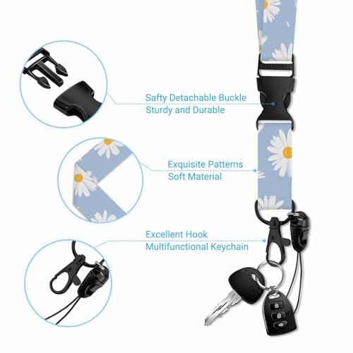 Cute Flower ID Badge Holder Flying Petal Badge Holder with Lanyard for Student Nurse Worker - color: Cute Flower