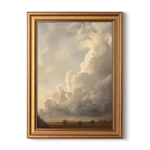 HUARCEY Gold Framed Canvas Wall Art, Vintage Cloud Prints Decor, 12x16 Inch - color: Cloud Art, size: 16"L x 12"W