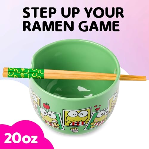 Silver Buffalo Sanrio Hello Kitty Foodie, Ramen Bowl with Chopsticks, 20oz - color: Keroppi Polaroids, size: 20 Ounces (No Spoon)