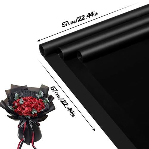 CCIJESW 20 Sheets Flower Bouquet Wrapping Paper Floral Packaging Pure Black - color: 001-Slightly Transparent Black