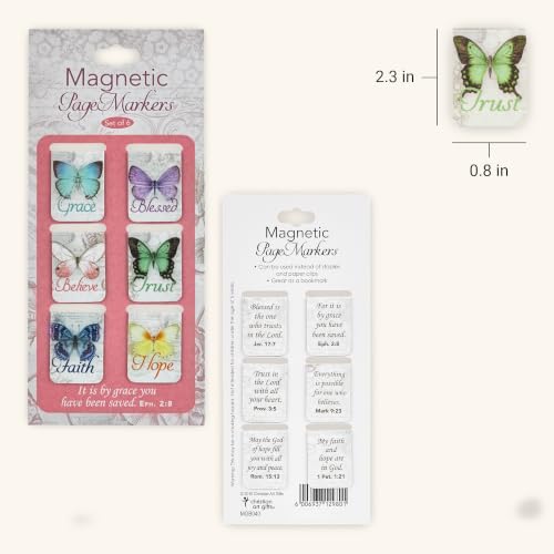 Christian Art Gifts Magnetic Scripture Bookmark Set for Women: Blessings - color: Butterfly Blessings