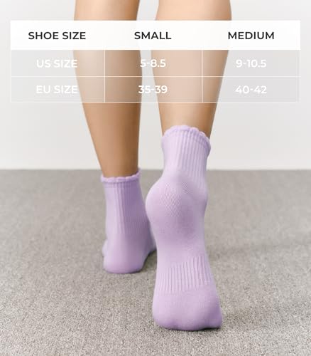 CS CELERSPORT Women's Mini Crew Ankle Socks with Scalloped Top,Pack of 6 - color: Colorful, size: Small