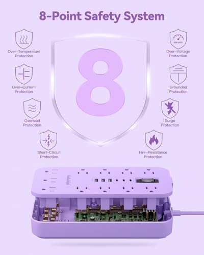 Purple Extension Cord with Multiple Outlets- 5 FT - color: Purple, size: 5FT