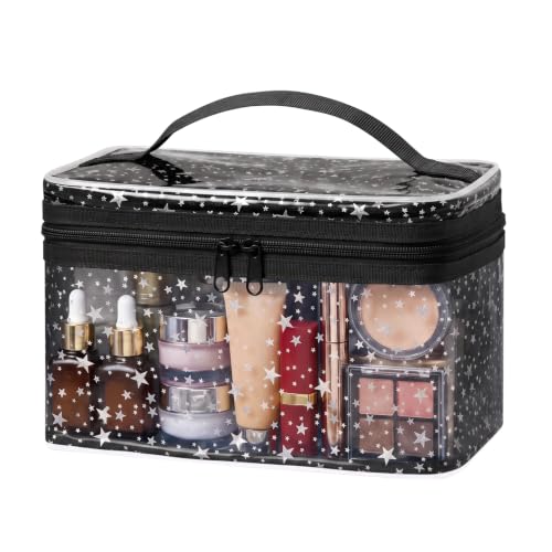 Star Clear Makeup Bag, Waterproof Travel Cosmetic Bag Toiletry bag,Black - color: Black