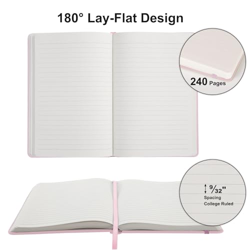 Comix Lined Journal Notebook for Work, 240 Pages, 5.5" x 8.3", Pink - color: Pink, size: 1 Pack