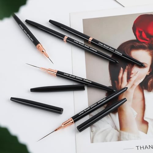 Artdone Metallic Nail Art Pens, Liner Brushes Set, 5PCS Black Nail Tools - color: Black Liner Brush Set