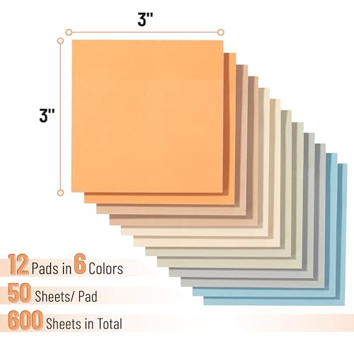 Mr. Pen- Sticky Notes, 3"x3", 12 Pads, 600 Sheets, Colorful - color: Winter