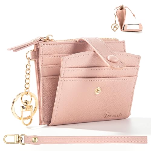 Keychain Wallet Wristlet Small Credit Card Holder Bracelet Key Chain Purse Bangle Tassel Beads Key Rings for Women - color: 04-rfid Rose