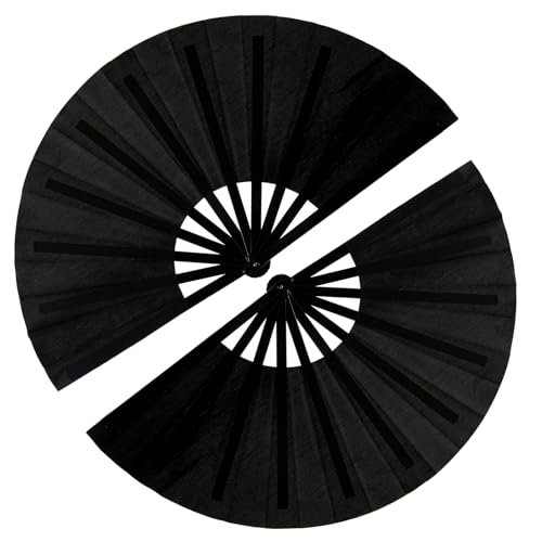 13inch Large Rave Fan Popping Fan Clacking Fans for Line Dancing,Hand Fans for Women Foldable,Boots on The Ground Fan,Portable for Outdoor,Wedding,Party,Decoration(Black,2 Packs) - color: Black