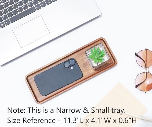 Small Wooden Narrow Tray (11.3 x 4.1 inch) Serving Tray - color: Rectangular - Brown, size: 11.3" x 4.1" x 0.6"