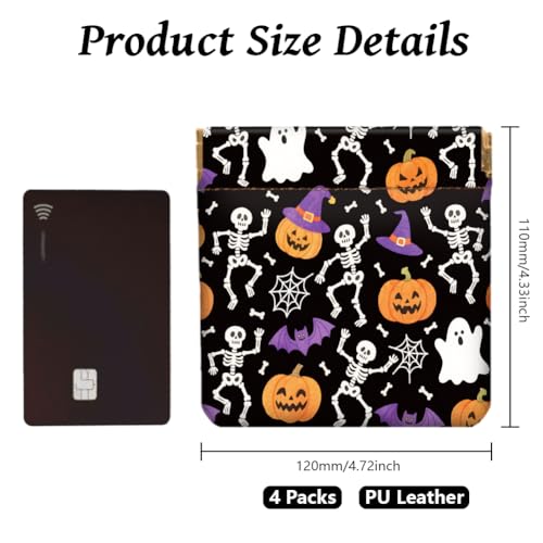 Peacoblue Halloween Elements Coin Purse,PU Leather Squeeze Pouch 4PCS - style: Halloween Elements