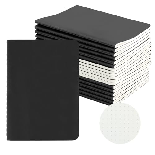 HOMEMARS Dot Grid Pocket Notebooks,18 Pack,100GSM,A6,Small notebook,3.9" x 5.5", Black, Journaling Notebooks for Travel Journal, Work & School,Thick Paper,Dotted, Journal Diary Memo,100 g/m²,A6 - size: Dotted