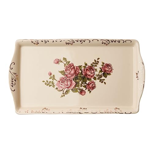 YOLIFE Ceramic Rose Serving Tray, Decorative Platter for Tea Party - 13.5 inch - color: Rose
