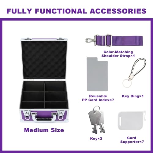 Collectable Trading Card Cases, Toploaders Storage Box, Magnetic Card Storage Hard Cabinet, Graded Card Storage Case, Sports & Trading Collector Storage Box (Purple) - color: Purple, size: Medium