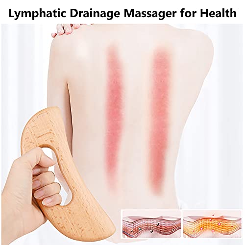 FKYzixeh Lymphatic Drainage Massager, Wooden Gua Sha Tool for Body, Manual Massage Scraper for Anti Cellulite and Relieve Muscle Fatigue, Body Gua Sha Paddle (Style A)