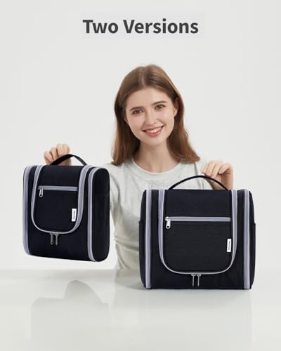 Narwey Hanging Travel Toiletry Bag for Women, Cosmetic Makeup Bag - color: AB-Black, size: Medium