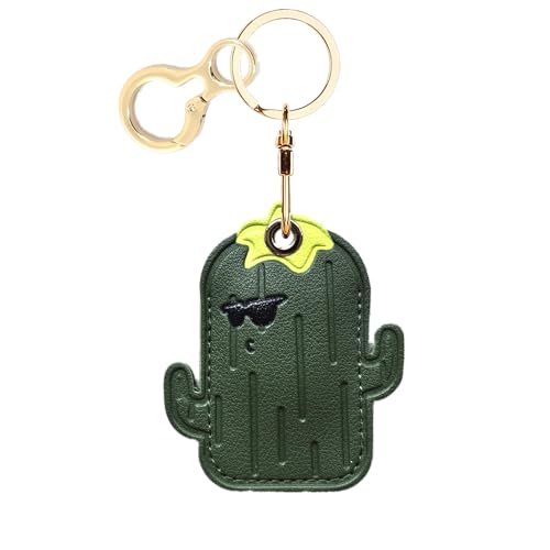 BORKUANA PU Leather Keychain holder Protective Case Compatible with AirTag - color: Cactus