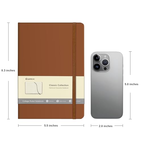 Comix 6 Pack Lined Journal Notebooks for Work, 240 Pages, 5.5"x8.3", Brown - color: Brown, size: 6 Pack