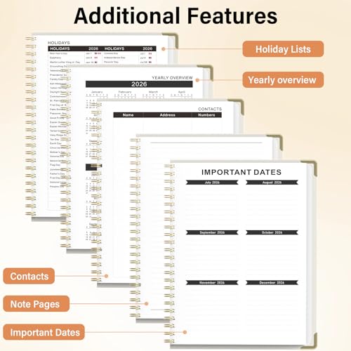 Academic Planner 2026–2027, A4 Hardcover Weekly Monthly Planner, Large 8.5 x 11 School Year Planner July 2026 to July 2027, with Bookmark, Pocket Folder and Sticky Notes, Smiley Face - color: Smiley Face, size: A4
