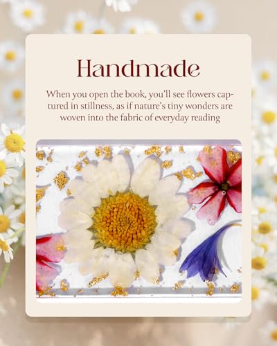 Buleens 2PCS Bookmarks for Women - Purple Book Marks for Readers Book Lovers, Personalized Handmade Dried Flower Resin Bookmark with Tassels, Pretty and Aesthetic - color: Pink White