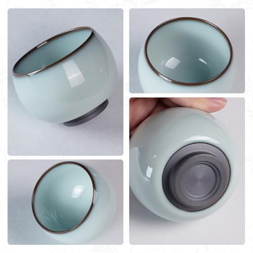 KAMMAK Japanese Tea Cups, 4 Oz Small Handmade Ceramic Teacups, Set of 2 - style: Imperial Kiln-Meditation